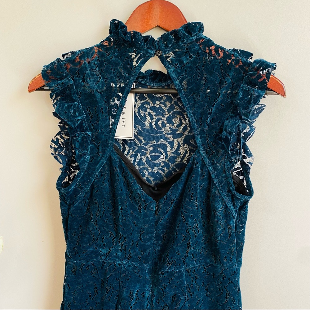 Hope & Ivy velvet lace ruffles midi dress - Picture 5 of 10